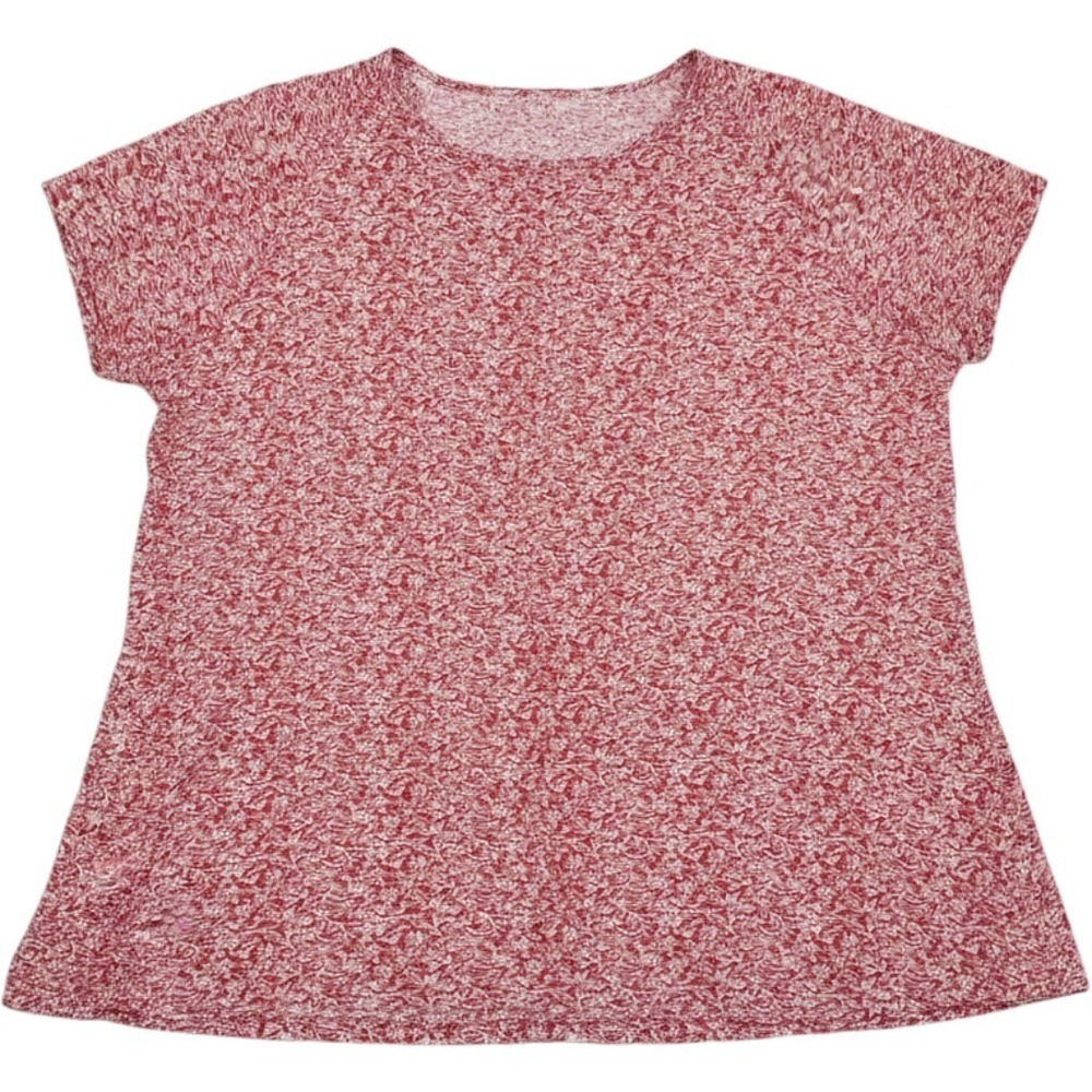 Shirt Womens Plus 3X Pink Round Neck Short Sleeve Floral Jersey Tunic Top